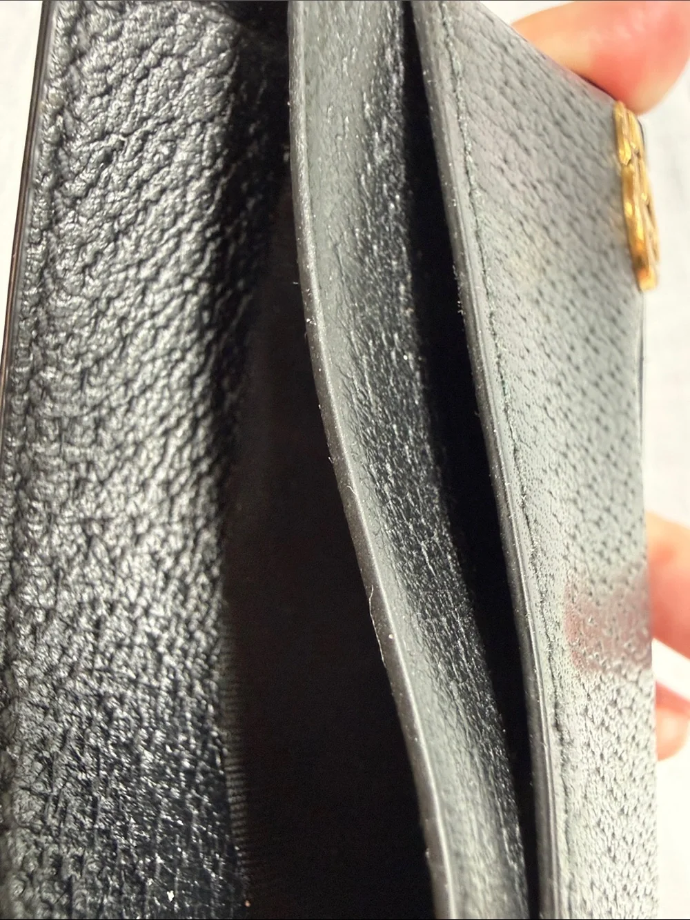 Gucci Black Leather Card Holder with Gold Double G Emblem